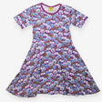 Dress SS purple pansies