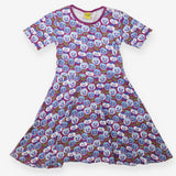 Dress SS purple pansies