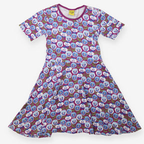 Dress SS purple pansies