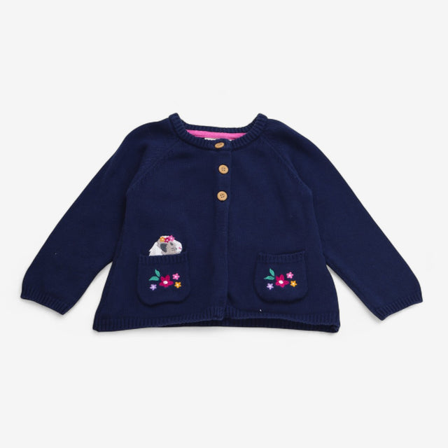 Cardigan Navy Knit with Guinea Pig