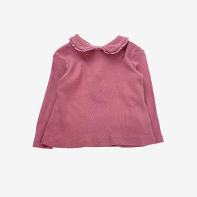 Rose Ribbed Collared LS top