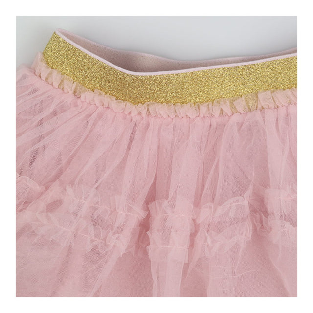 Pink ruffle tutu with sparkly gold waistband