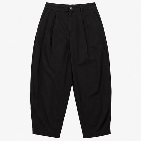 Black Linen Viscose Blend Pleated High Waist Trous