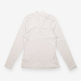 Ribbed Top in Grey with Covered Button Neckline