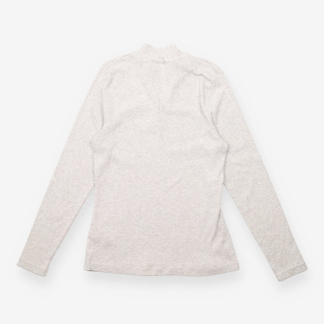 Ribbed Top in Grey with Covered Button Neckline