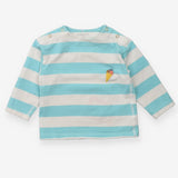 T-Shirt Long Sleeved Blue Stripe Ice Cream Appliqu