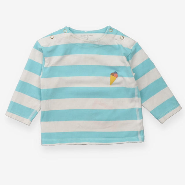 T-Shirt Long Sleeved Blue Stripe Ice Cream Appliqu