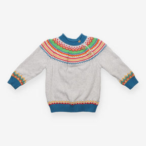 Knit Sweater Grey Marl Fairisle Fika 