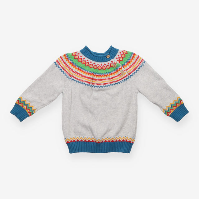 Knit Sweater Grey Marl Fairisle Fika 
