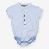 Bodysuit blue stripe button up