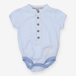 Bodysuit blue stripe button up