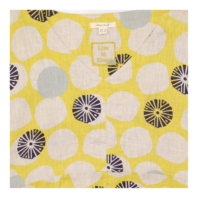 Dress Mustard Yellow Geometric Print 3/4 Sleeve Po