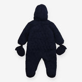 Pramsuit navy fleece lined with mittens