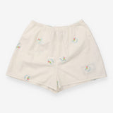 Boxer Shorts White Embroidered Alphabet Floral Org