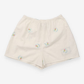 Boxer Shorts White Embroidered Alphabet Floral Org