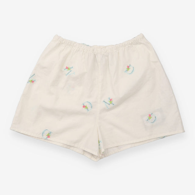 Boxer Shorts White Embroidered Alphabet Floral Org