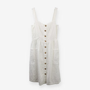White Broderie Anglaise Cotton Button Sundress