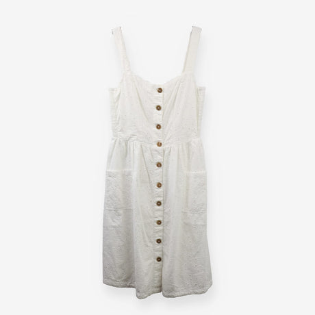 White Broderie Anglaise Cotton Button Sundress