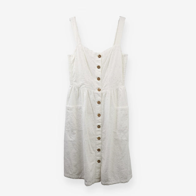 White Broderie Anglaise Cotton Button Sundress