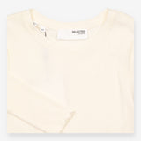 Long Sleeve Top Cream Ribbed Organic Cotton
