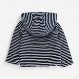 Blue and White Stripe Velour Cardigan