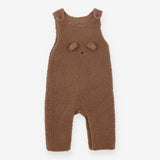 Brown fleece teddy bear dungarees