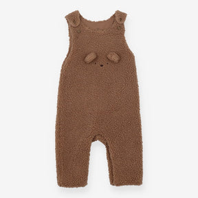 Brown fleece teddy bear dungarees