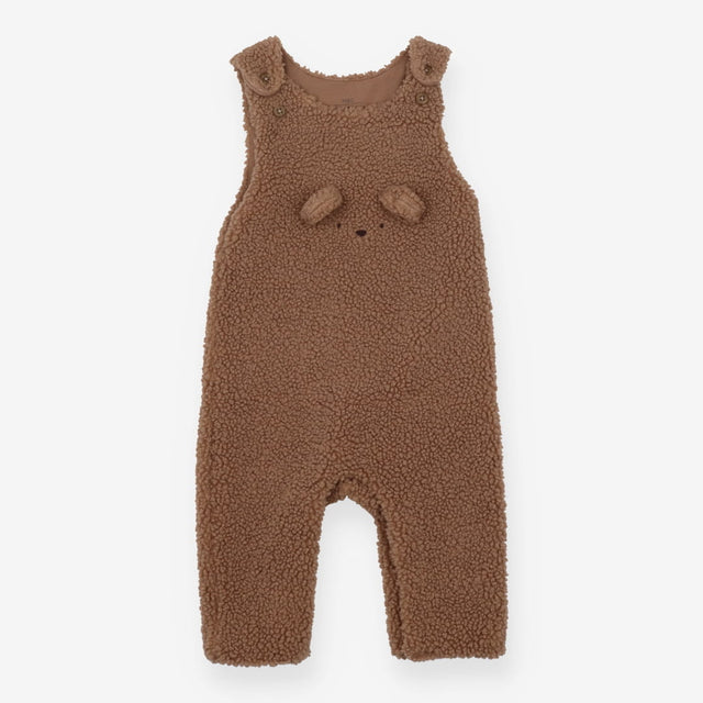 Brown fleece teddy bear dungarees