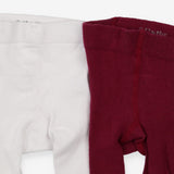 Tights 2pc white burgundy non slip feet