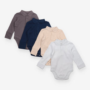 Bodysuits Long Sleeve Waffle Mixed 4-Pack