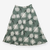 Clemence Green Print Linen Blend Midi Skirt