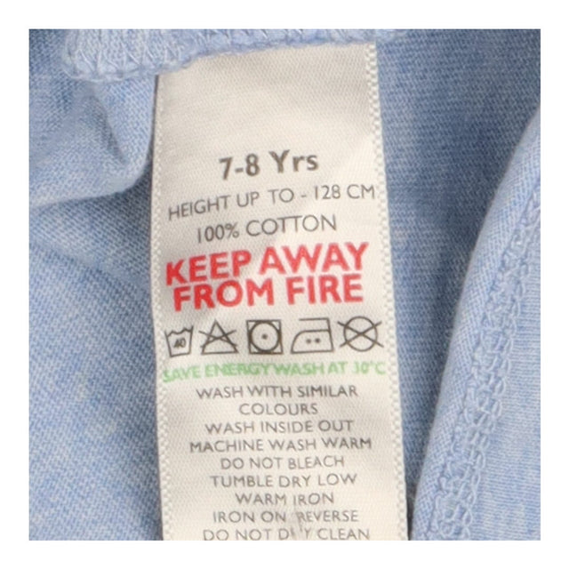 Blue t-shirt with slogan "To the beach"