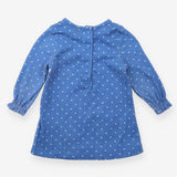 Blue Polka Dot Flower Dress with Bee