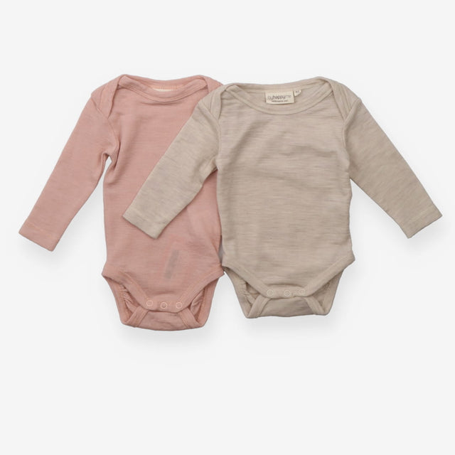 By Happy Me Merino Bodysuit Set  Cream and Pink