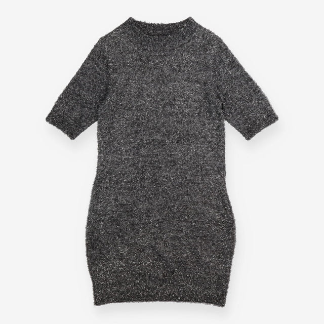 Oliver Bonas Dress Silver Metallic Tinsel Knit