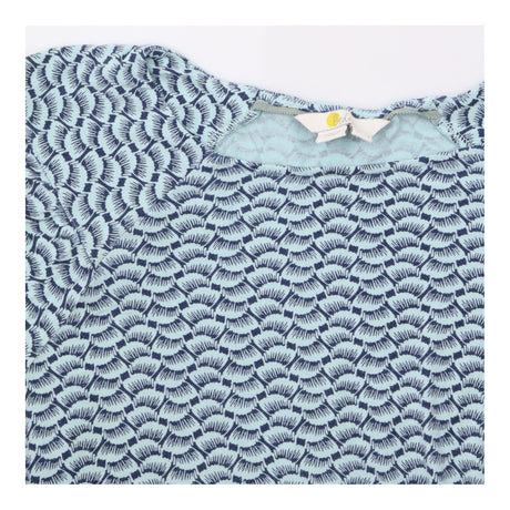 Printed Short Sleeve Viscose Stretch Top Light Blu