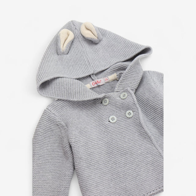 Grey Knit Hooded Cardigan with ears