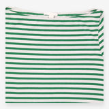 Breton Top Green White Stripe Wide Neck Cotton