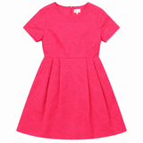 Bright Pink Floral Jacquard Short Sleeve Fit & Fla