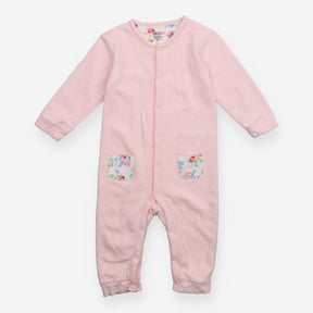 Sleepsuit pink floral pockets 