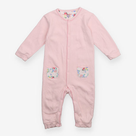 Sleepsuit pink floral pockets 