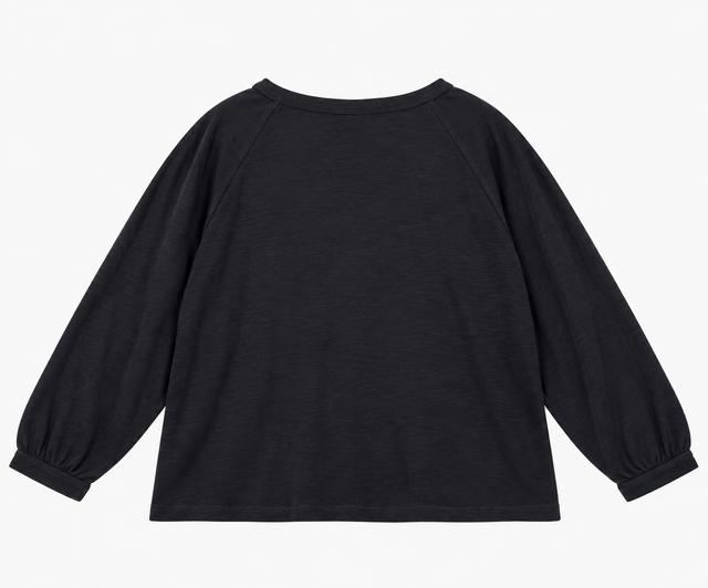 Black Relaxed Long Sleeve Top