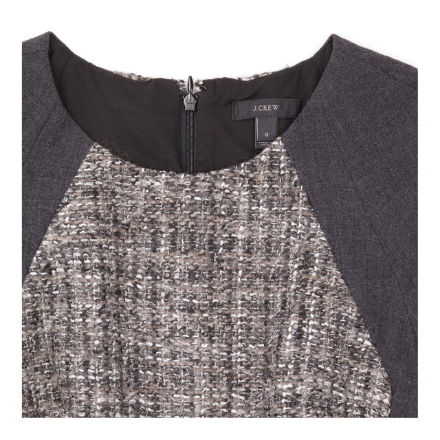Grey Black Tweed Panel Short Sleeve dress