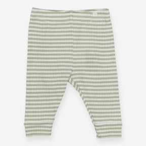 Green and white striped leggings