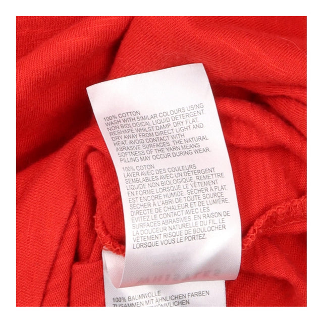 Top Red Long Sleeve Scoop Neck Slub