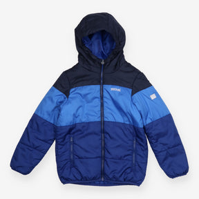 Navy gradient block puffer coat