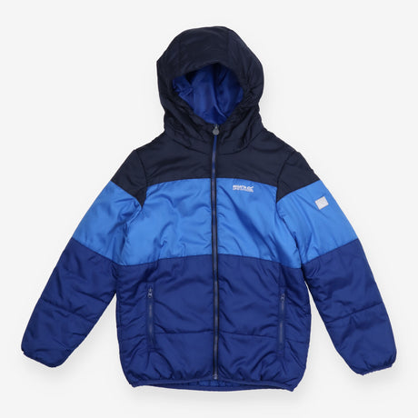 Navy gradient block puffer coat