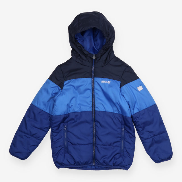 Navy gradient block puffer coat