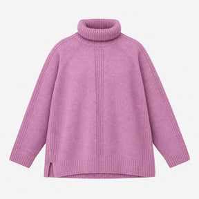 Dusky Lilac Purple Soft Knit Roll Neck Long Sleeve