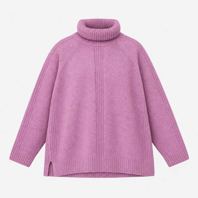 Dusky Lilac Purple Soft Knit Roll Neck Long Sleeve